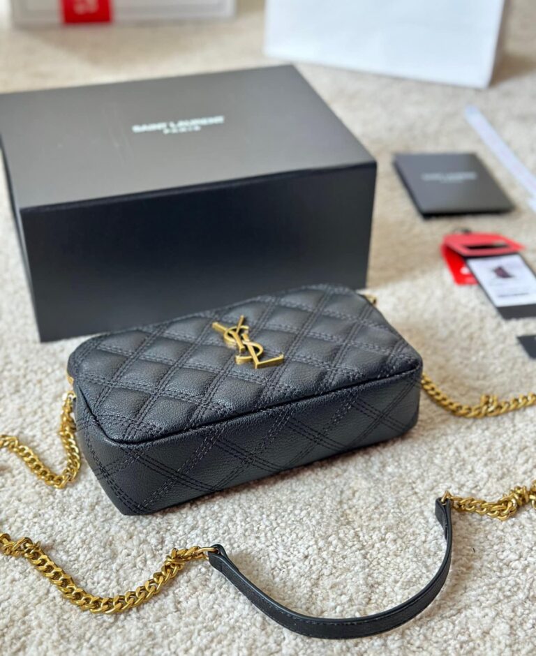 Saint Laurent Becky Quilted Double Zip Pouch Bag Black 20Cm - Image 7