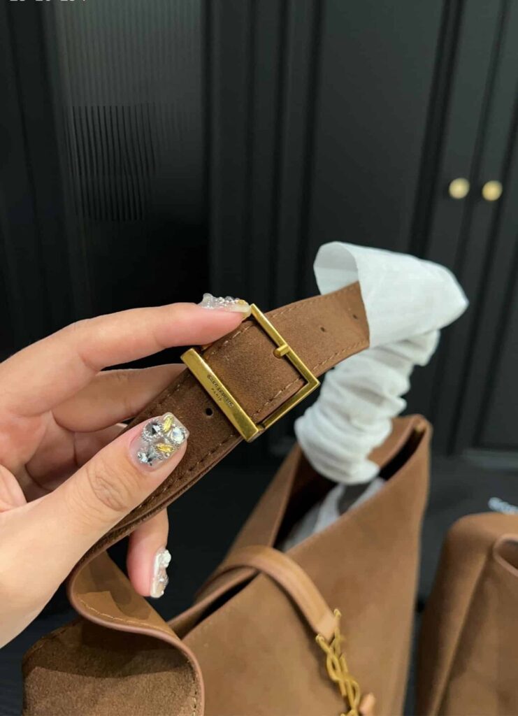 Saint Laurent Small Le 5 À 7 Supple In Suede Brown 22Cm 7139381U80W2102 - Image 8