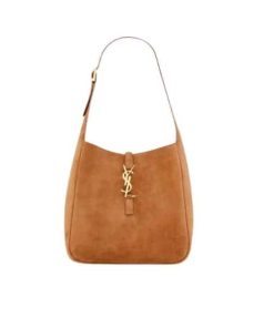 Saint Laurent Small Le 5 À 7 Supple In Suede Brown 22Cm 7139381U80W2102