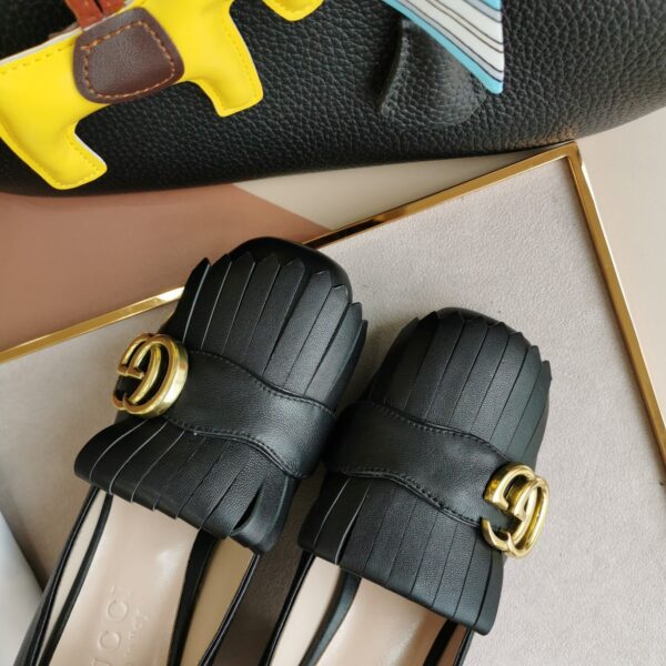 Gucci Wmns Black Leather Mid-Heel Pump 408208 C9D00 1000 - Image 6