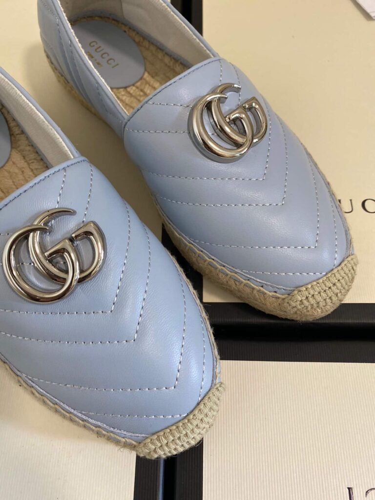 Gucci Women'S Leather Espadrille With Double G Blue 628086 - Image 4