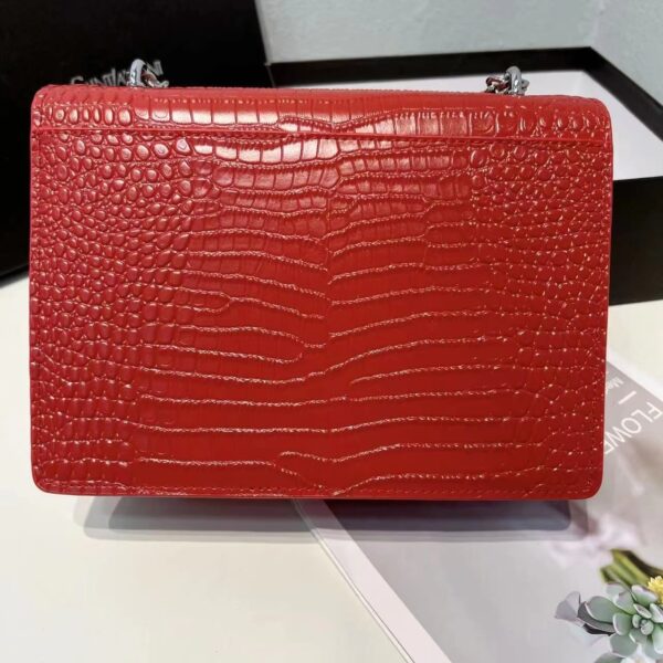 Saint Laurent Sunset Embossed Leather Bag Red - Image 6