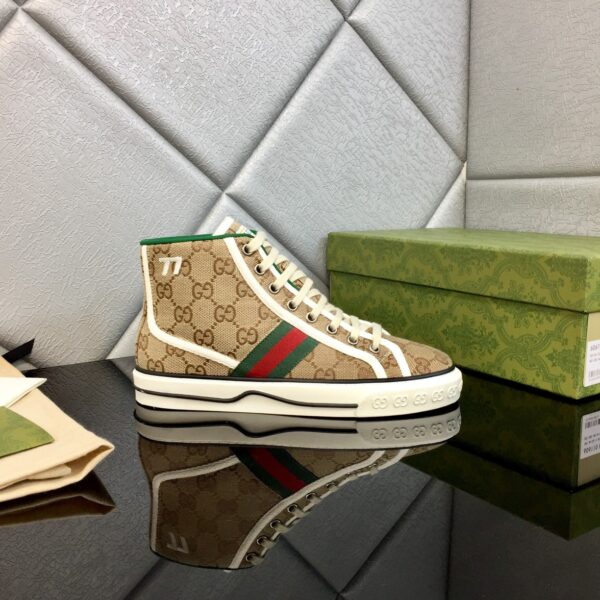 Gucci Tennis 1977 High Top Sneaker Beige Ebony 625807-Hvk70-9765 - Image 7