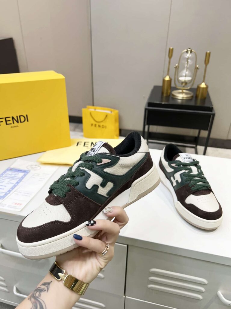 Fendi Match Low Tops Suede Black Green Shoelace - Image 7