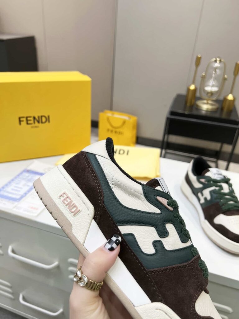 Fendi Match Low Tops Suede Black Green Shoelace - Image 6