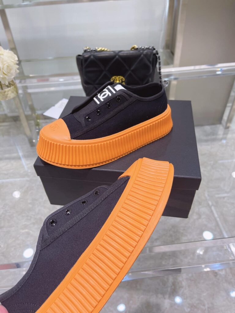Dior Cc Cap Toe Sneaker Black And Orange - Image 6