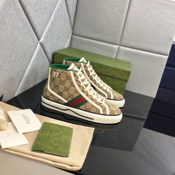 Gucci Tennis 1977 High Top Sneaker Beige Ebony 625807-Hvk70-9765 - Image 6