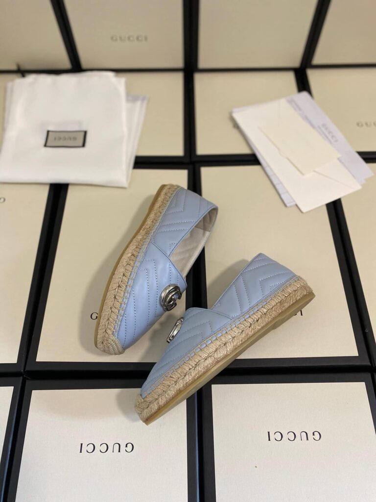 Gucci Women'S Leather Espadrille With Double G Blue 628086 - Image 5