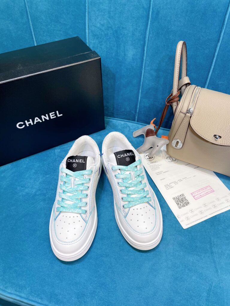 Chanel Trainer Sneakers White And Blue - Image 9