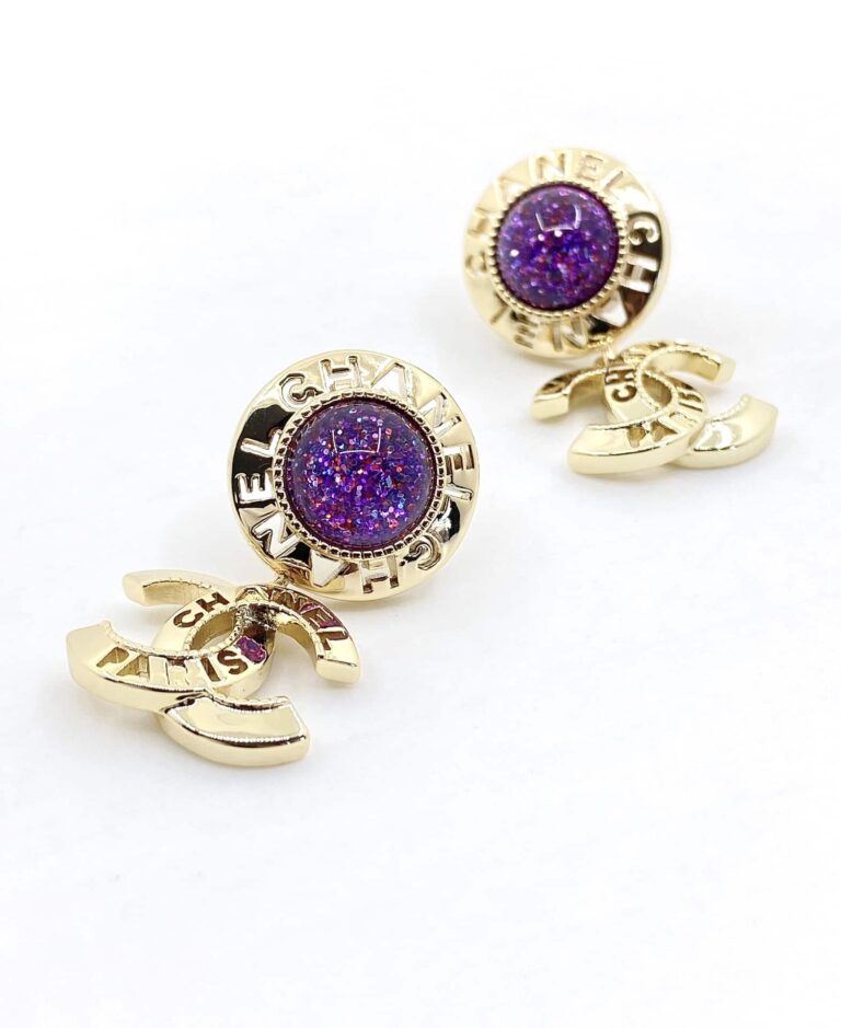 Chanel Purple Earrings - Image 6