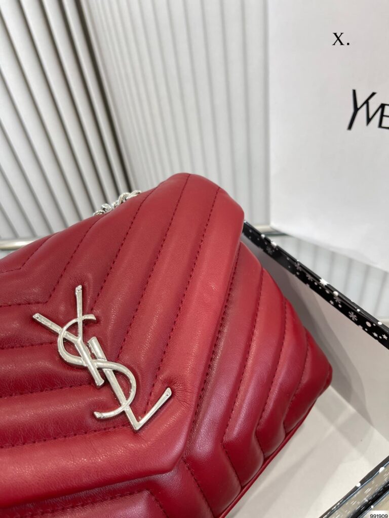 Saint Laurent Loulou Small Chain Bag In Quilted "Y" Leather Wine Red - Image 8