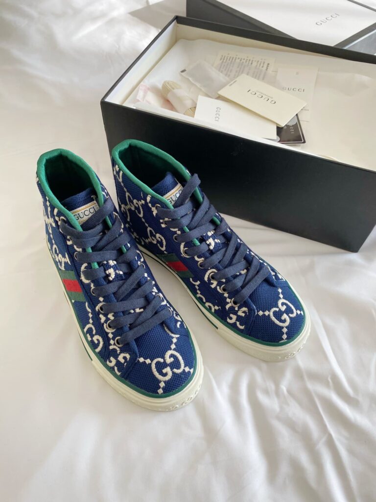 Gucci Tennis 1977 High Top Sneaker Blue Navy - Image 6