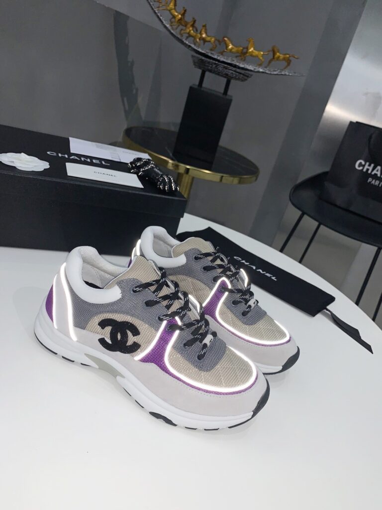 Chanel Low Top Trainer Beige Purple G38299-Y55435-K3164 - Image 6