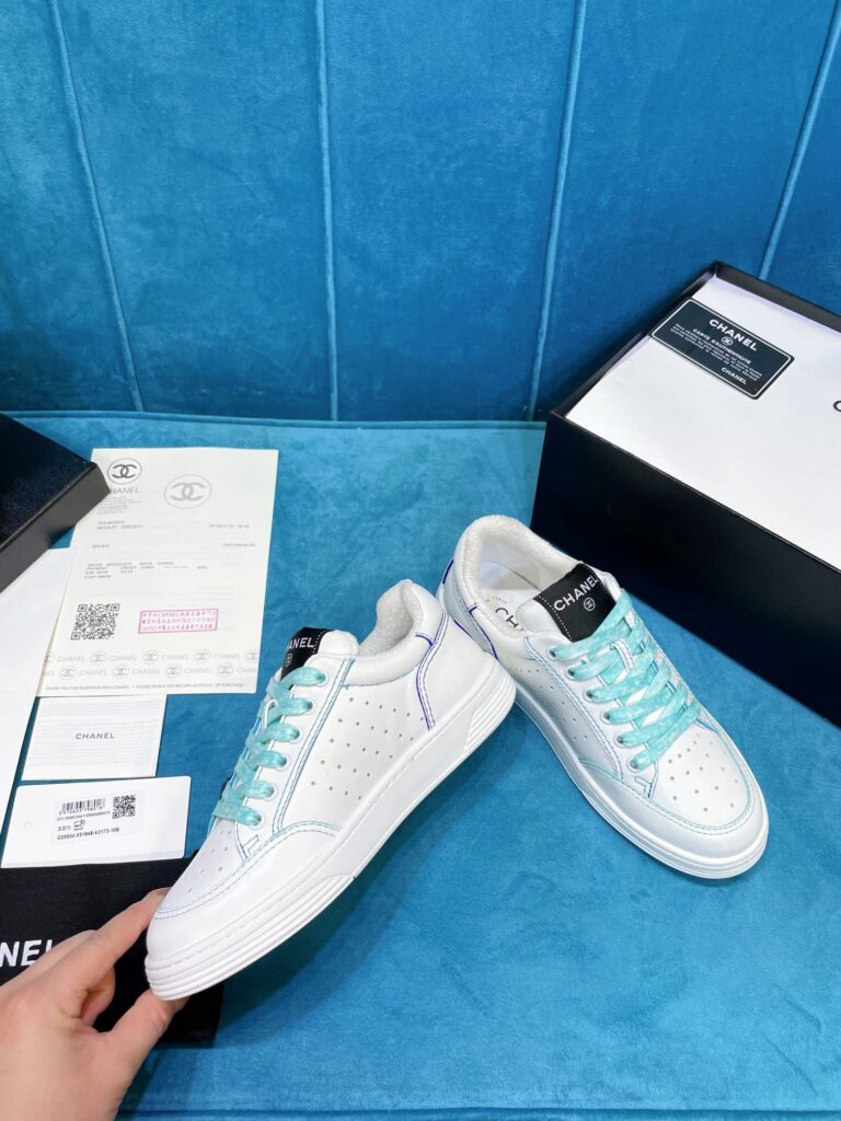 Chanel Trainer Sneakers White And Blue - Image 4