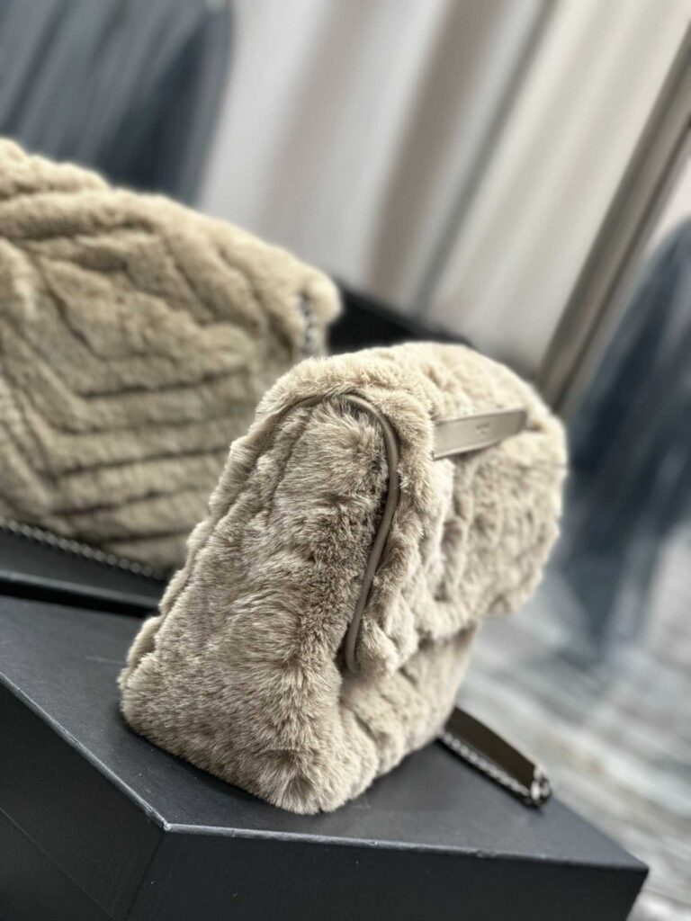 Saint Laurent Niki Medium Chain Bag In Shearling Brown 63318728B361426 - Image 6