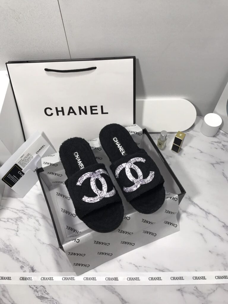 Chanel White Cc Strap Slippers Black - Image 6