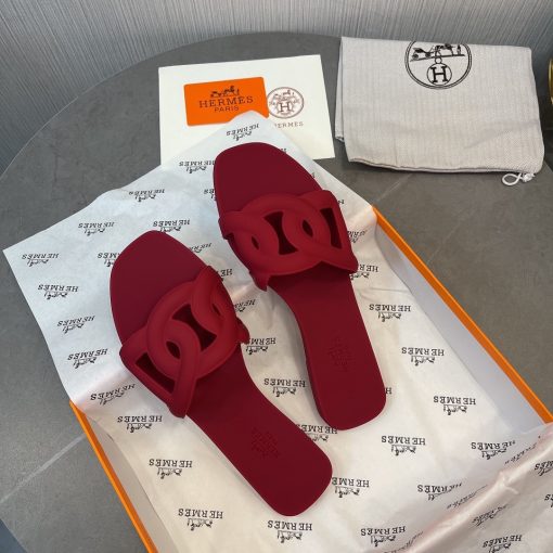 Hermes Aloha Red Sippers Sandal - Image 8