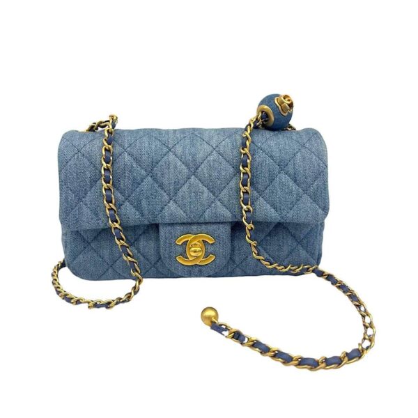 Chanel Denim Rectangular Crush Ghw 20Cm