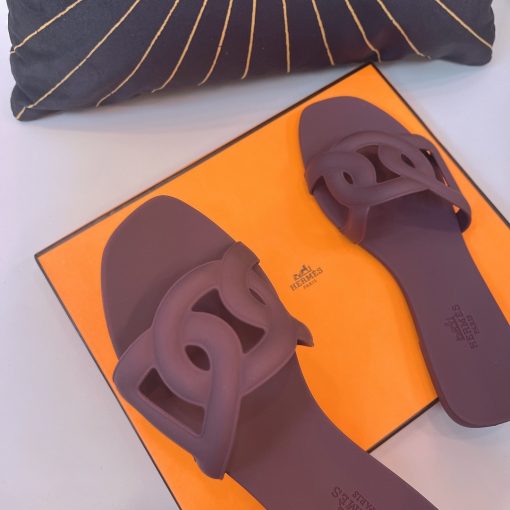 Hermes Aloha Dark Purple Slippers Sandal - Image 5