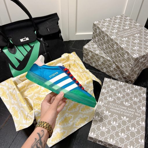Gucci X Adidas Gazelle Sneaker In Light Blue 707867 U7R10 3660 - Image 4