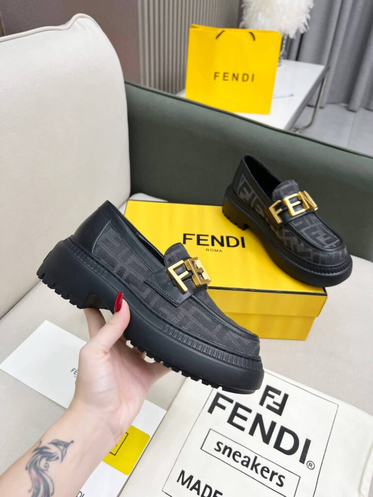 Fendigraphy Ff Leather Loafers Grey - Image 7