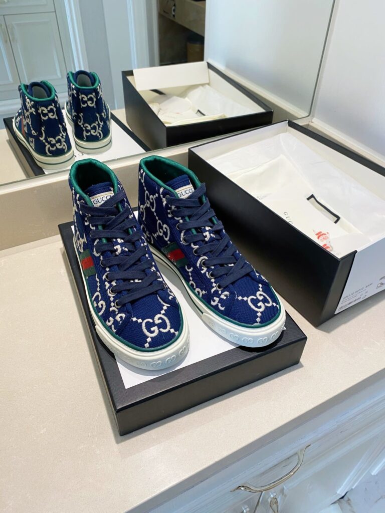 Gucci Tennis 1977 High Top Sneaker Blue Navy - Image 7