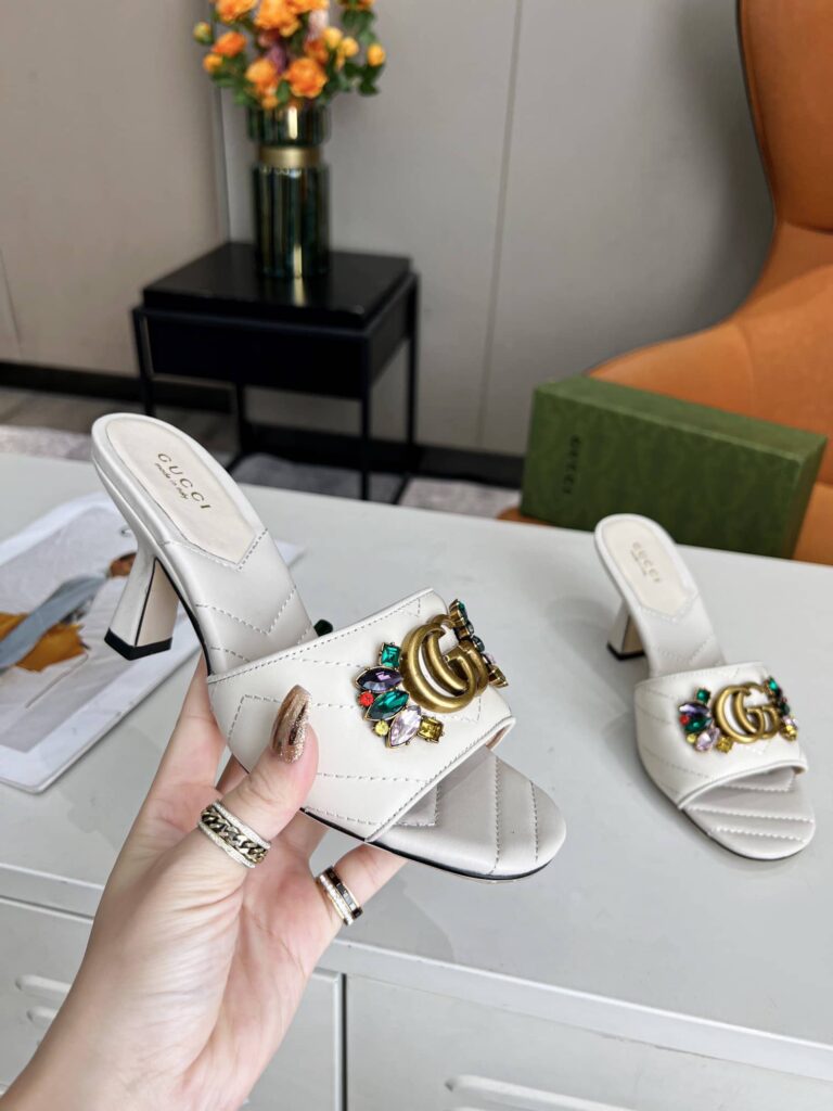 Gucci Women'S Flower Double G Slide Sandal White - Image 5