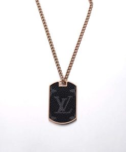 Louis Vuitton Monogram Eclipse Plate Necklace