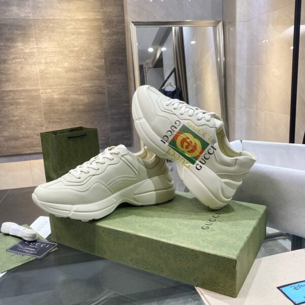 Gucci Women'S Rhyton Gucci Logo Leather Sneaker 500878 Drw00 9522 - Image 4