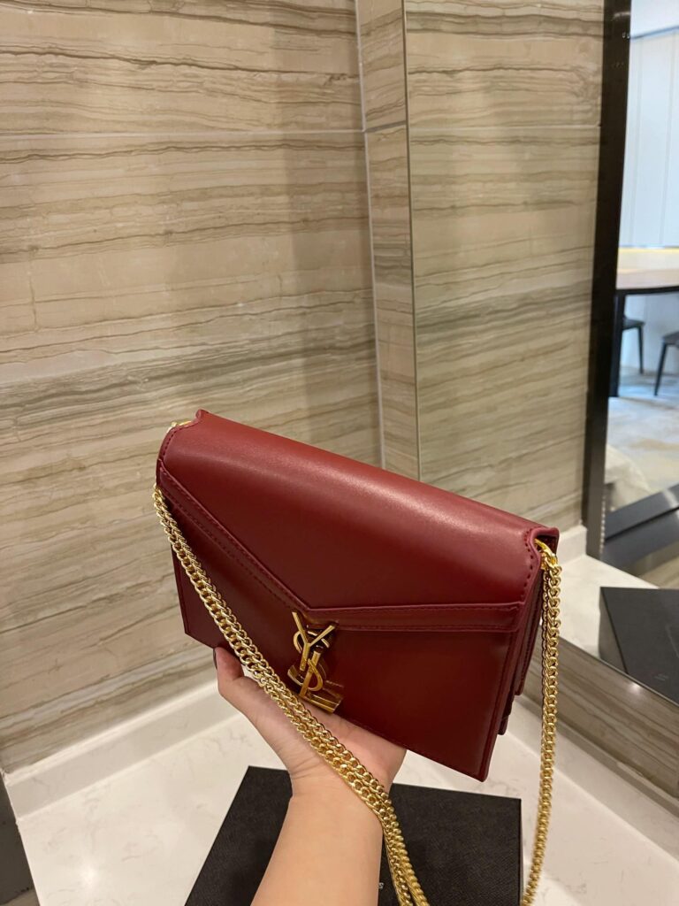 Saint Laurent Cassandra Chain Crossbody Bag Wine Red 582334Bowaw6476 - Image 7