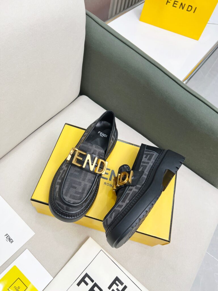 Fendigraphy Ff Leather Loafers Grey - Image 8