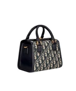 Dior Small Boston Bag Blue Oblique Embroidery 20Cm M8671Uzaxm928
