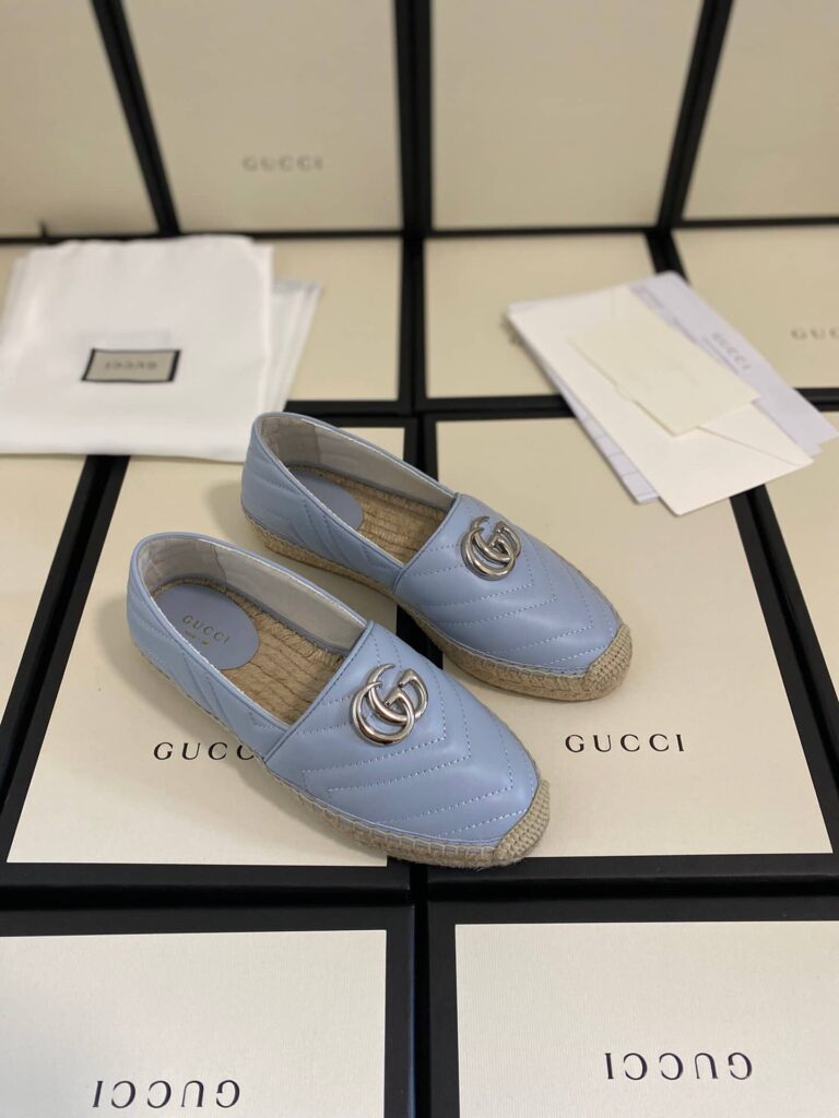Gucci Women'S Leather Espadrille With Double G Blue 628086 - Image 3