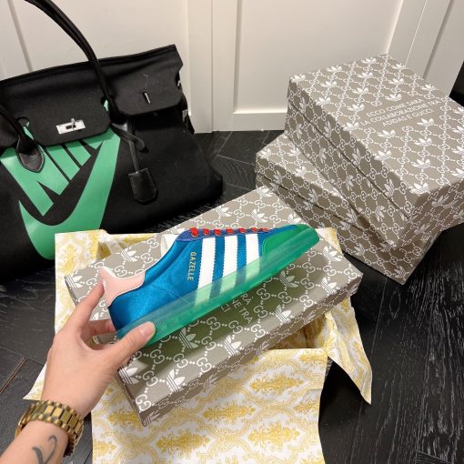 Gucci X Adidas Gazelle Sneaker In Light Blue 707867 U7R10 3660 - Image 2