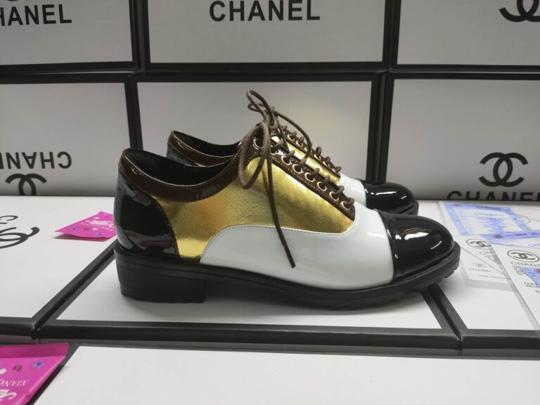Chanel Uniform Cc Logo Oxford Derby Cap Toe Black Leather Shoes - Image 7