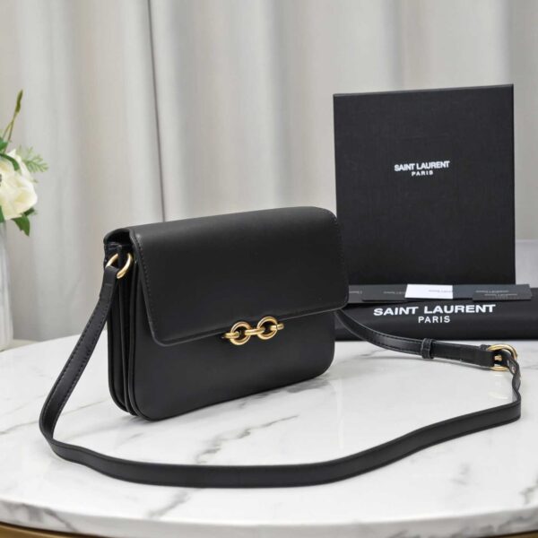 Saint Laurent Le Maillon Satchel In Smooth Leather Black 6497952R20W1000 - Image 8