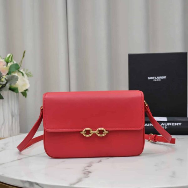Saint Laurent Le Maillon Satchel In Smooth Leather Red - Image 9