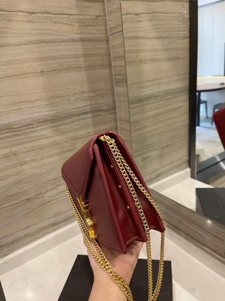 Saint Laurent Cassandra Chain Crossbody Bag Wine Red 582334Bowaw6476 - Image 9
