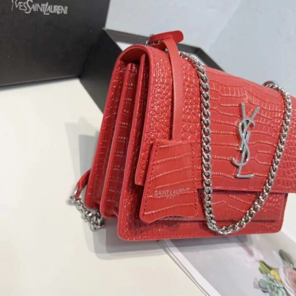 Saint Laurent Sunset Embossed Leather Bag Red - Image 7