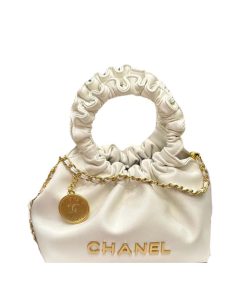 Chanel Bucket Bag With Circle Top Handle White 20Cm