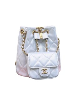 Chanel Mini Bucket Backpack Gold Tone Hardware White 19Cm
