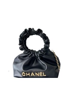 Chanel Bucket Bag With Circle Top Handle Black 20Cm