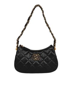 Chanel Hobo Handbag Aged Calfskin Black 24Cm