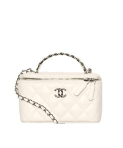 Chanel Clutch With Strap White 16Cm