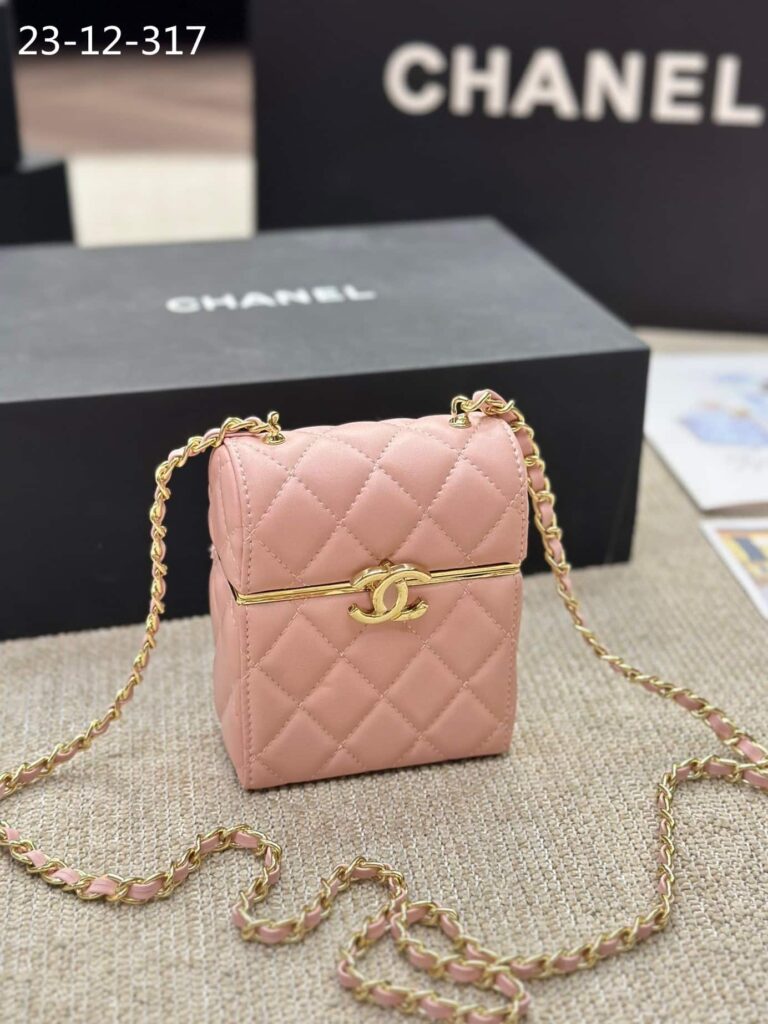 Chanel Small Box With Chain Gold Hardware Pink 13Cm - Image 2