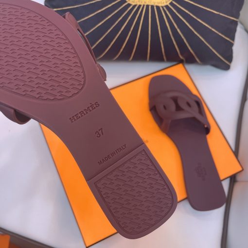 Hermes Aloha Dark Purple Slippers Sandal - Image 6