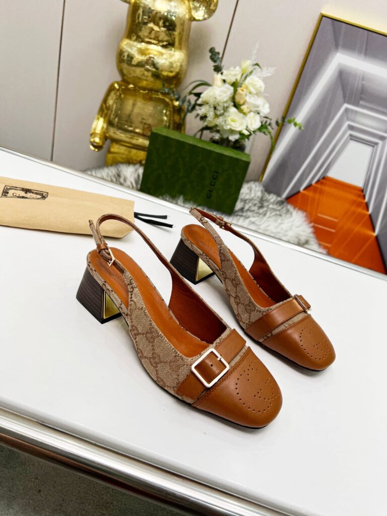 Gucci Women'S Mid Heel Slingback Brown - Image 7
