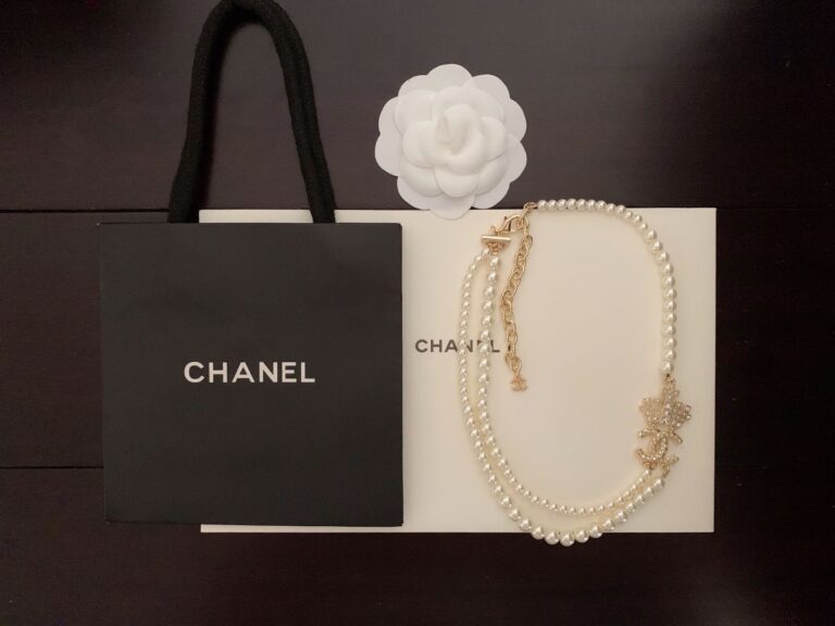 Chanel Faux Pearl And Crystal Cc Double Strand Necklace - Image 4