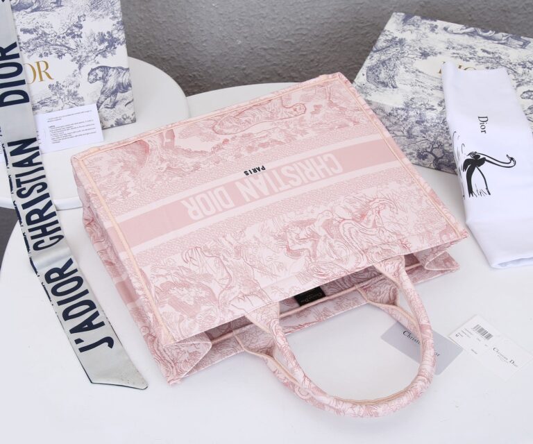Dior Personalized Large Tote Toile De Jouy Embroidery Pink 42Cm - Image 8