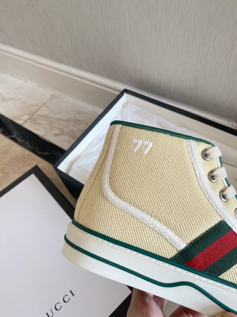 Gucci'S Go Retro Tennis 1977 Canvas High-Top Sneaker Beige - Image 10